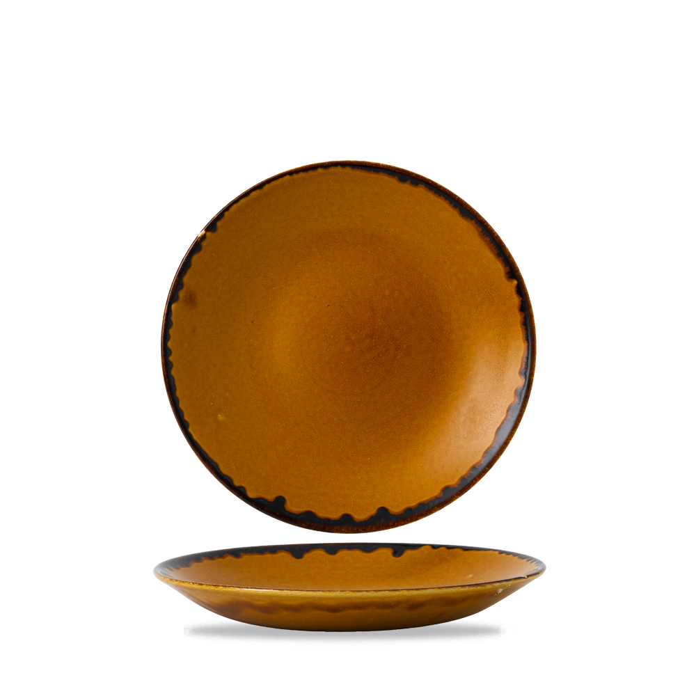 Zwei braune Teller, rustikales Design.