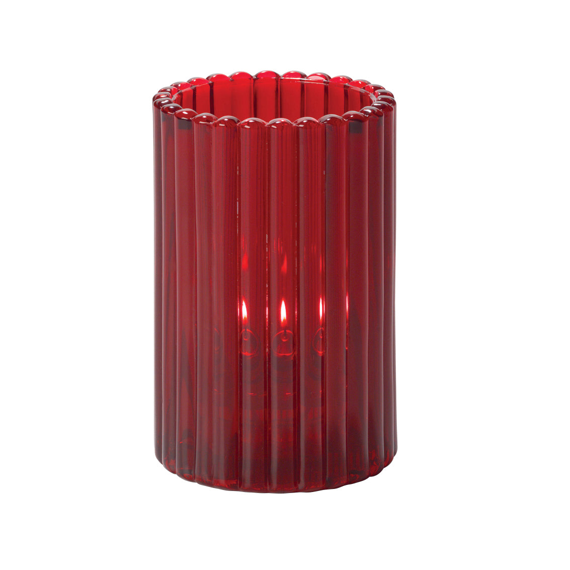 Rotes, geriffeltes Glaswindlicht.