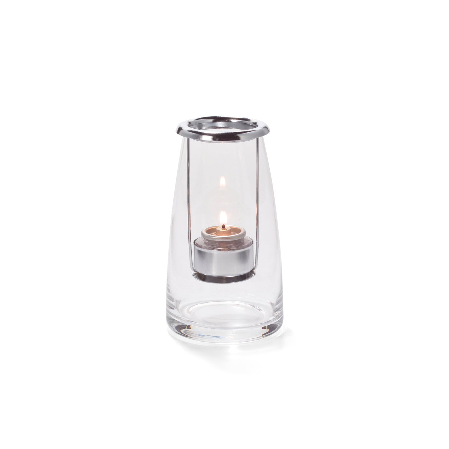 Teelicht in Glasbehälter.