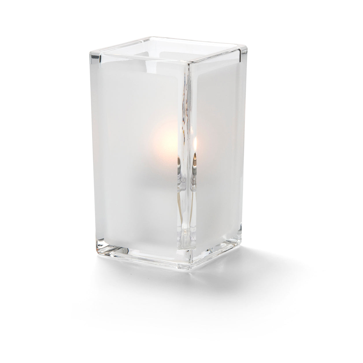 Frosted Glaswindlicht mit Kerze.