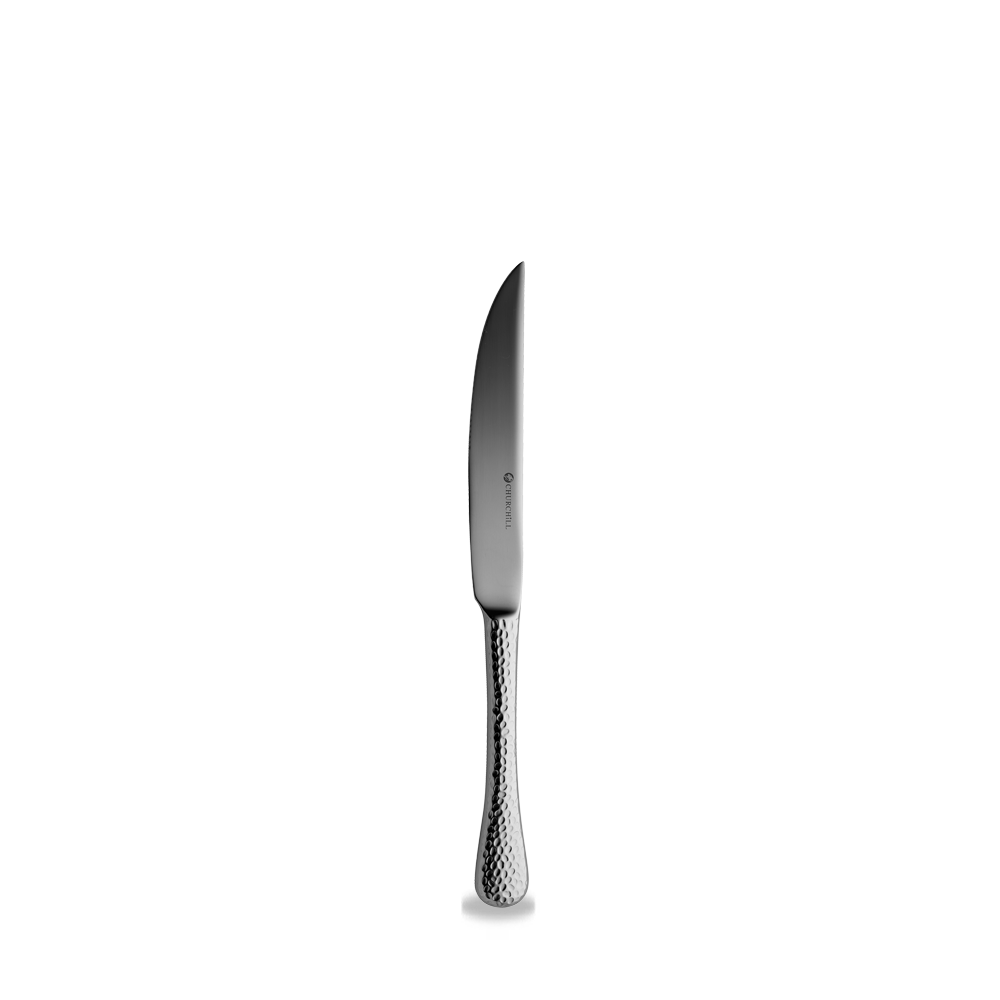 Silbernes Messer mit strukturiertem Griff.