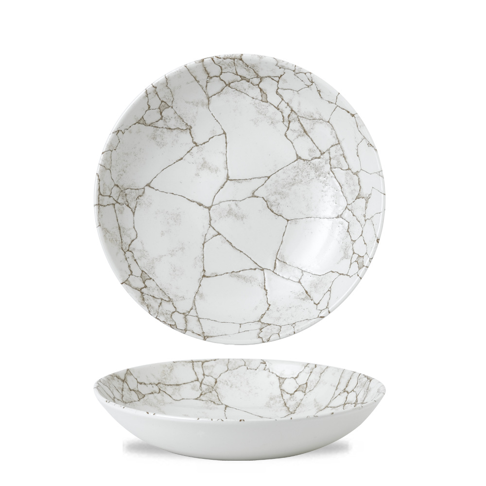 Zwei Teller mit Marmor-Design.