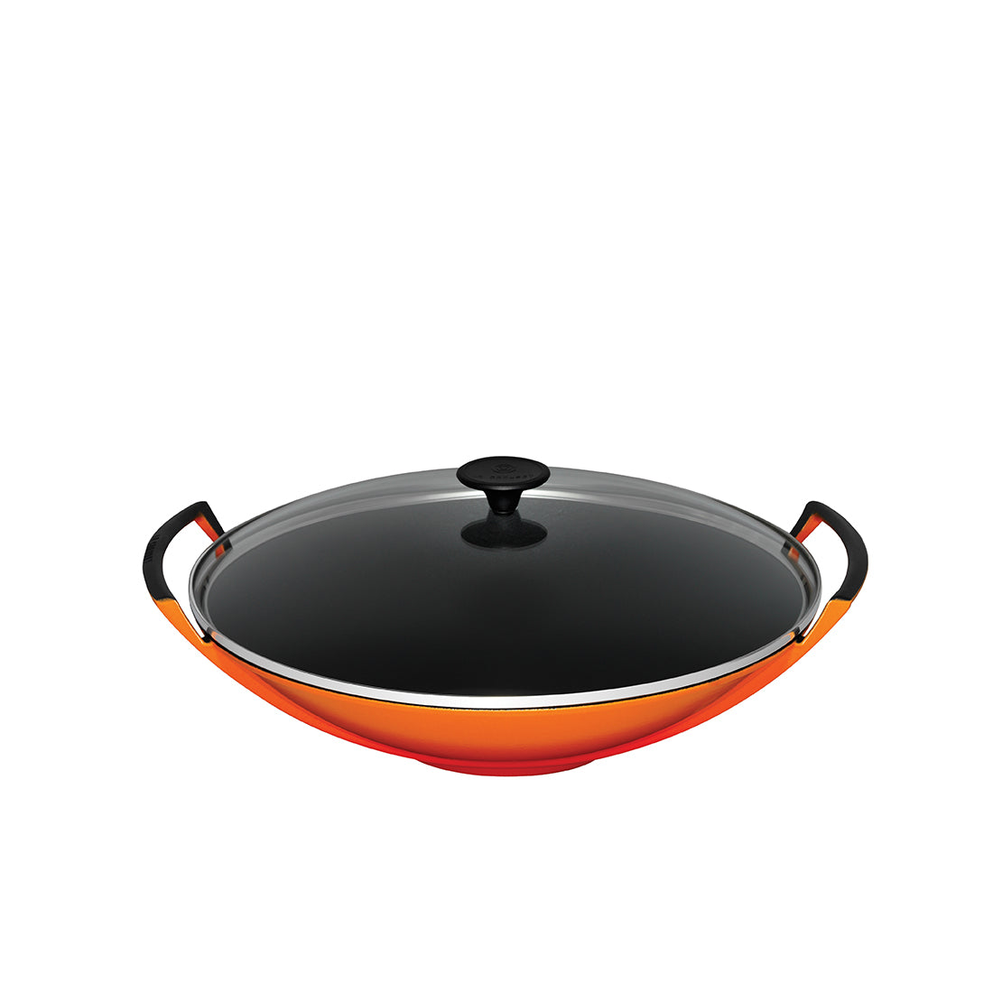 Wok mit Deckel, orangefarben.