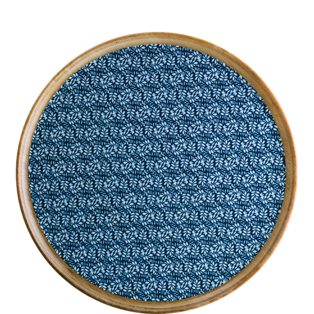 Runder Teller mit blauem Muster