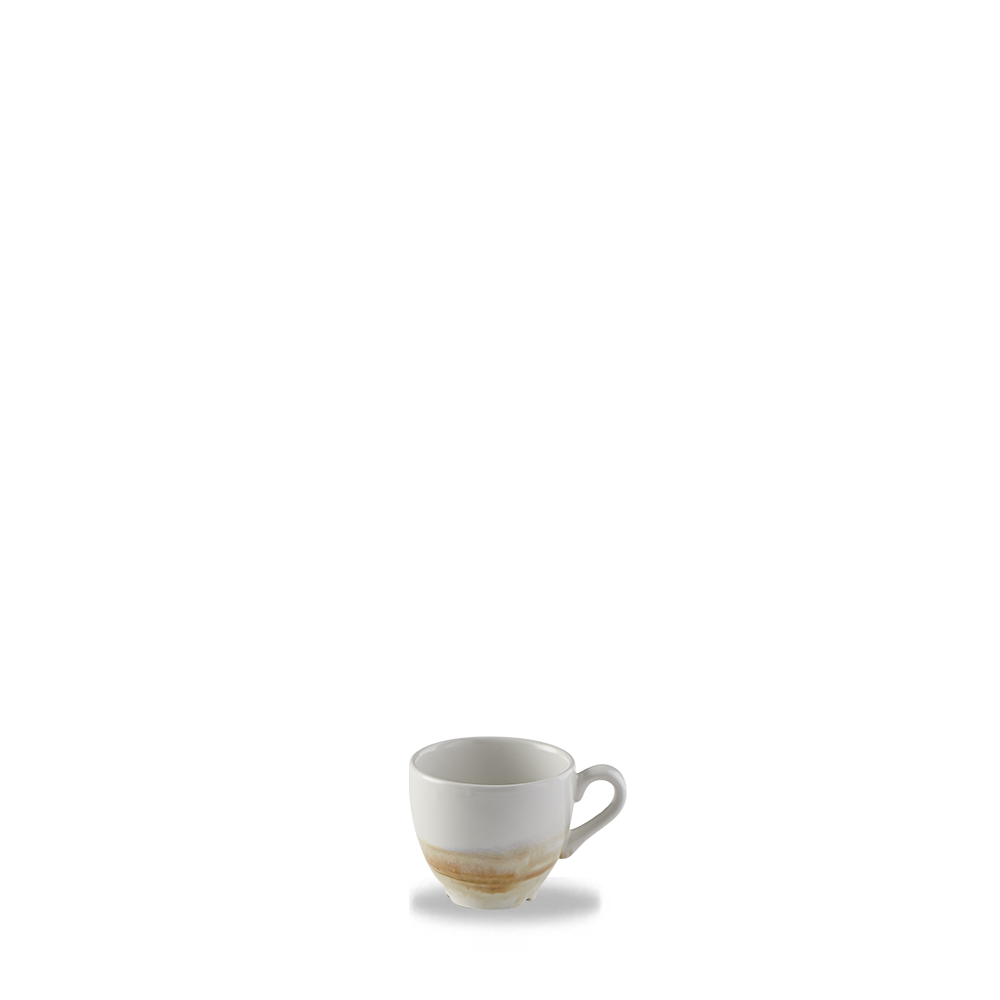 Weiße Tasse mit Henkel.