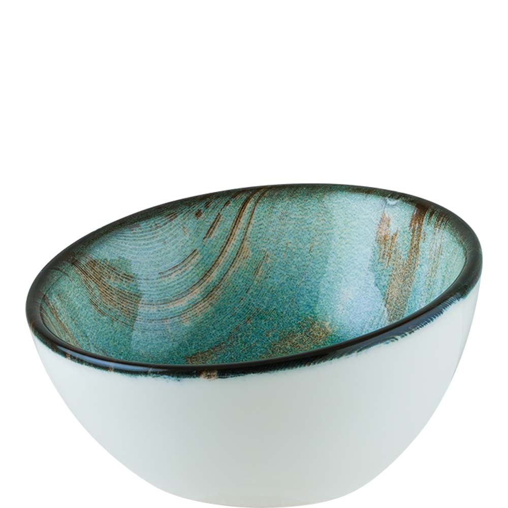 Keramikschale mit blauem Muster.