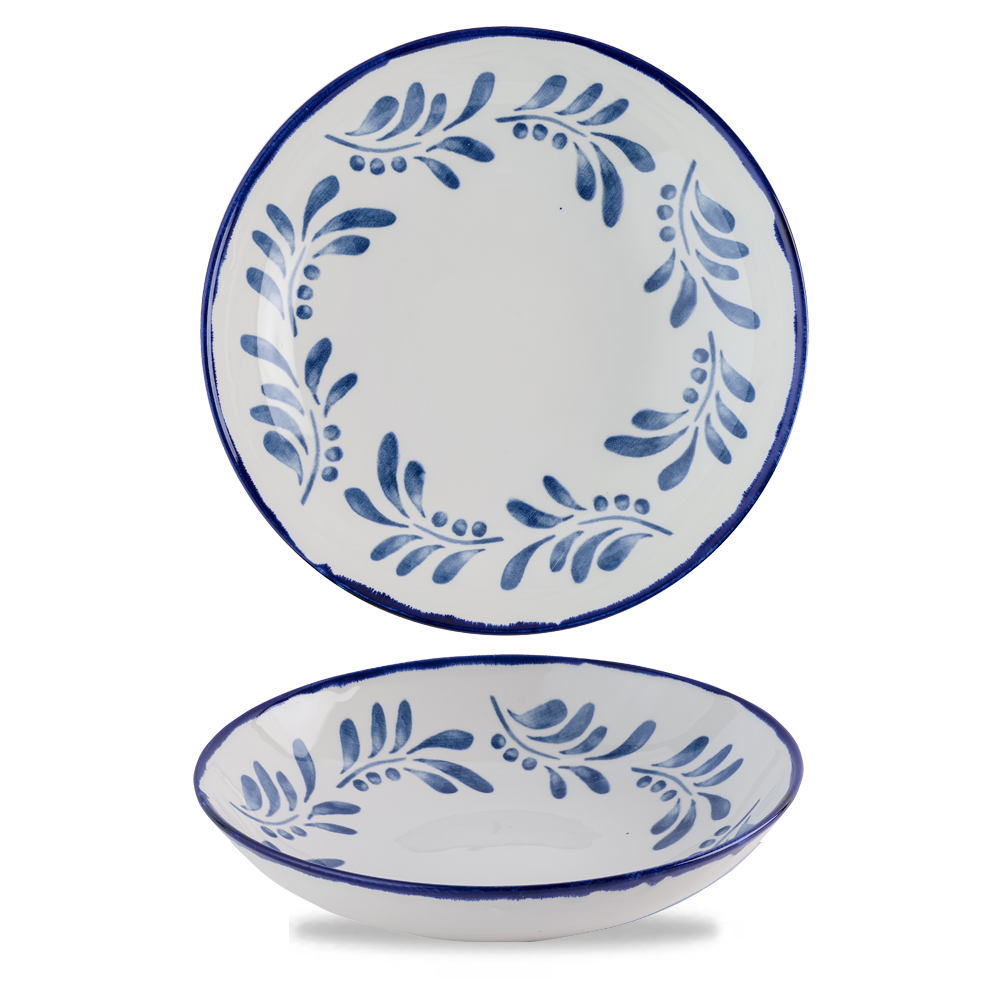 Zwei Teller mit blauem Muster.