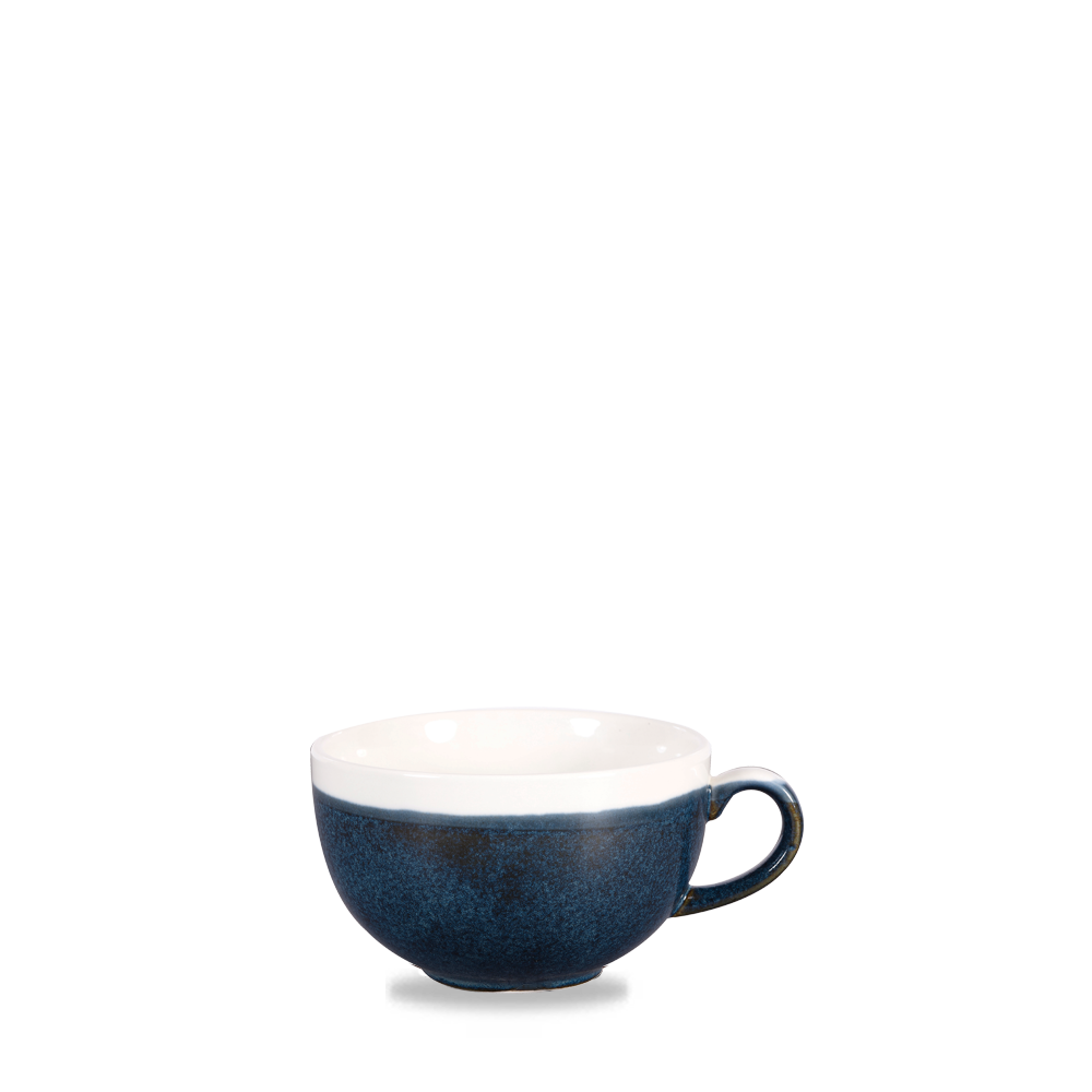 Blaue Tasse mit Henkel.