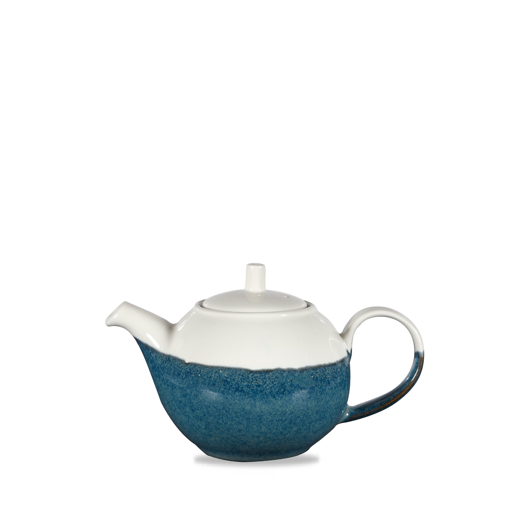 Teekanne mit blauem Muster.