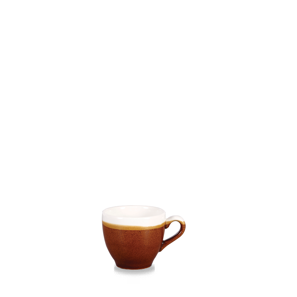 Braune Tasse mit Henkel.