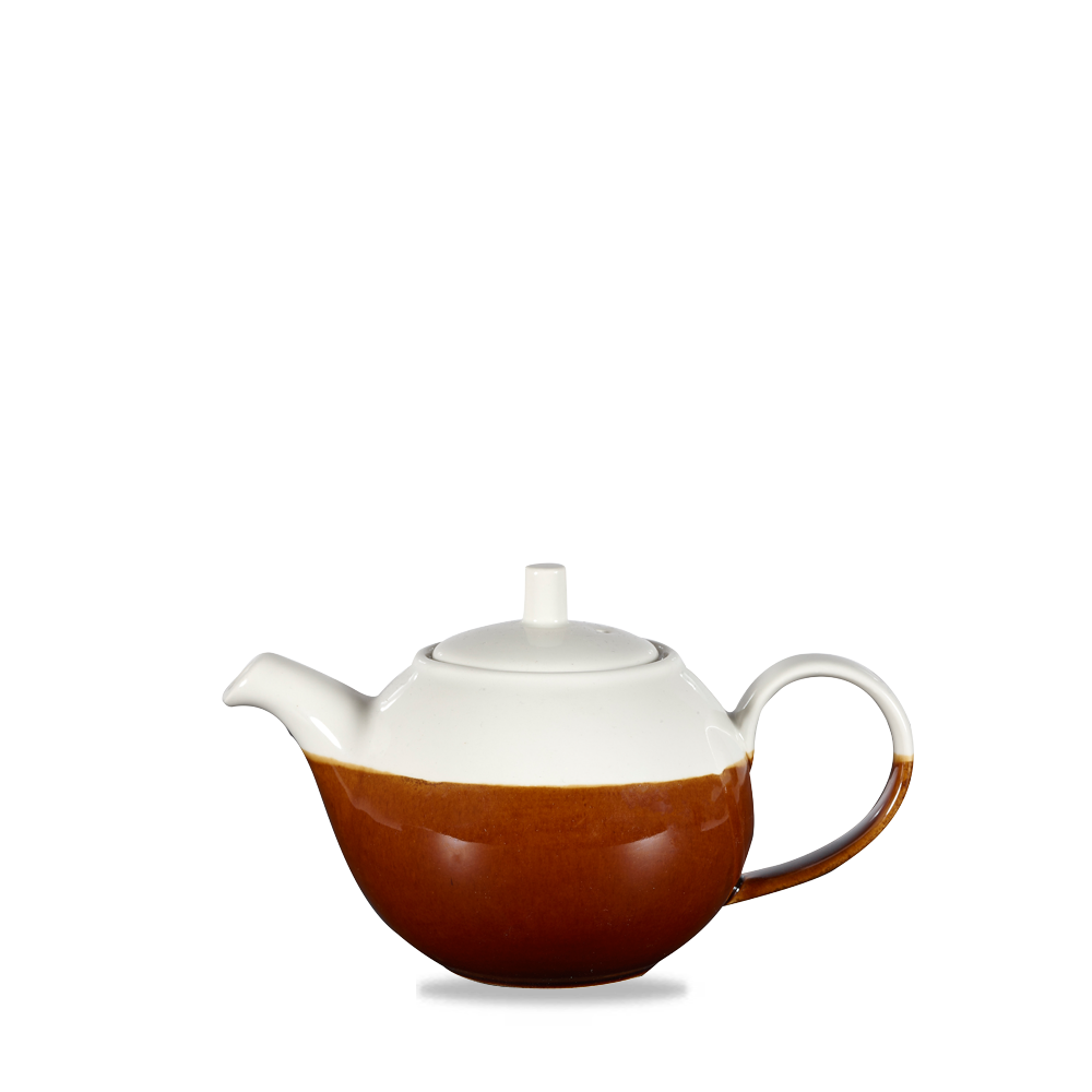 Braune und weiße Teekanne.