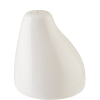 Weißer Salzstreuer in Tropfenform.