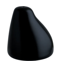 Schwarzer Salzstreuer in Tropfenform.