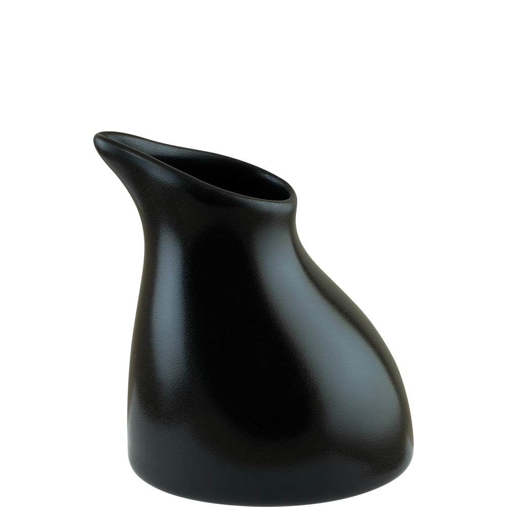 Schwarze, moderne Vase oder Krug.