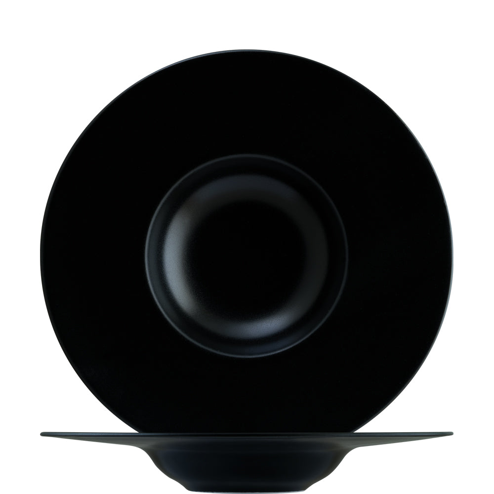 Schwarzer Teller, modernes Design.