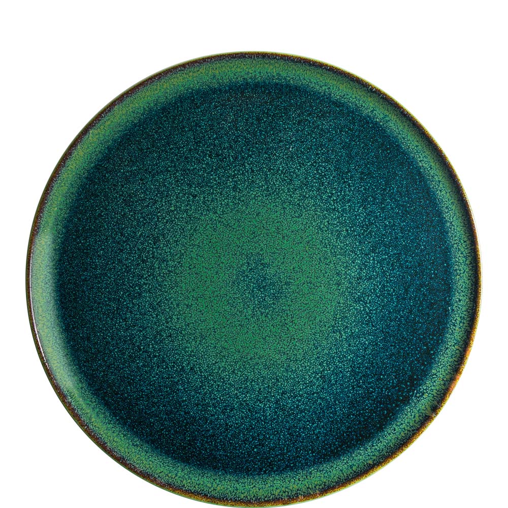 Grüner/blauer Teller mit Glasur