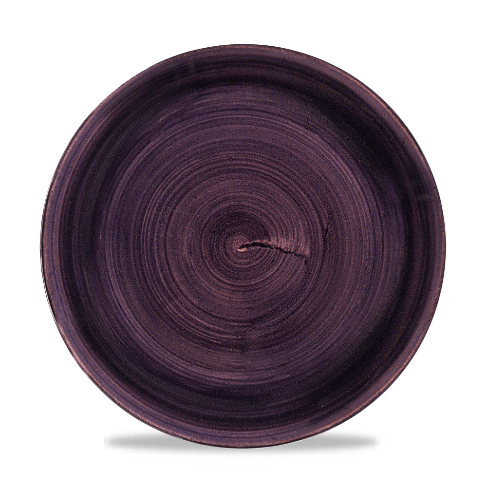 Lila Teller mit Spiraldesign.