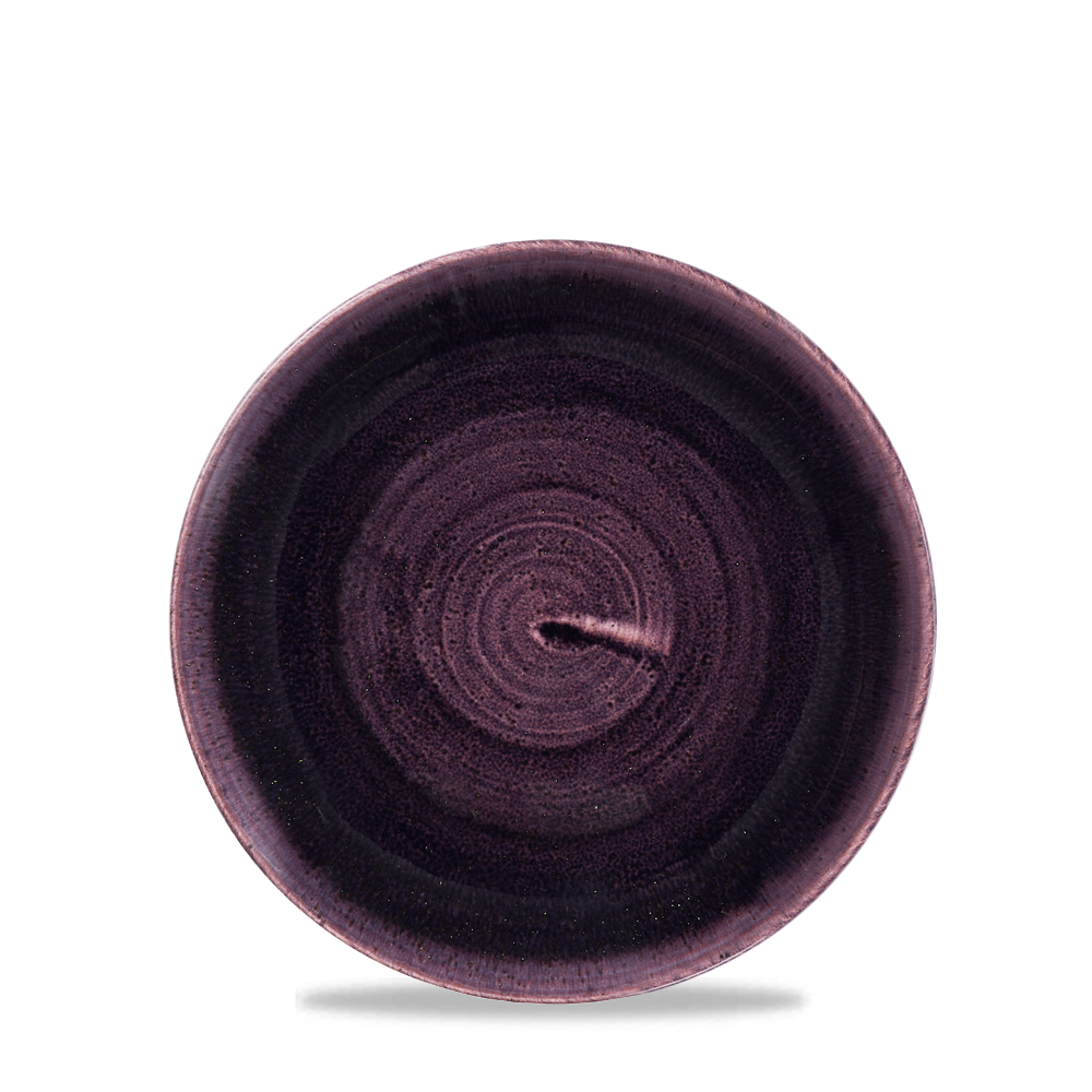 Lila Teller mit spiralförmigem Muster.