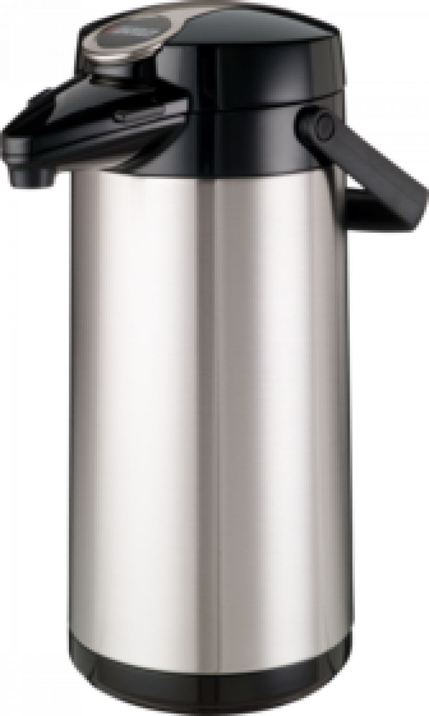 Thermoskanne aus Edelstahl, schwarz.