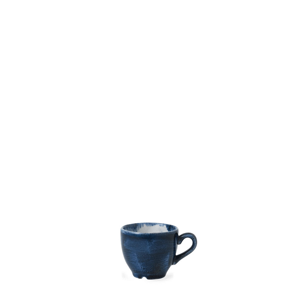 Blaue Kaffeetasse auf Tisch