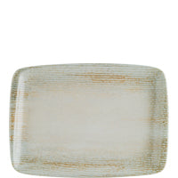 Rechteckiger, rustikaler Teller, beige.