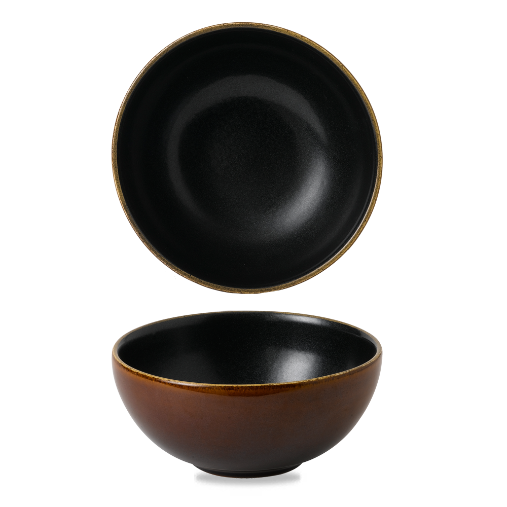 Zwei schwarze Schalen, brauner Rand.