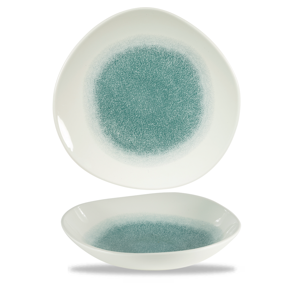 Zwei Teller mit blauem Muster.