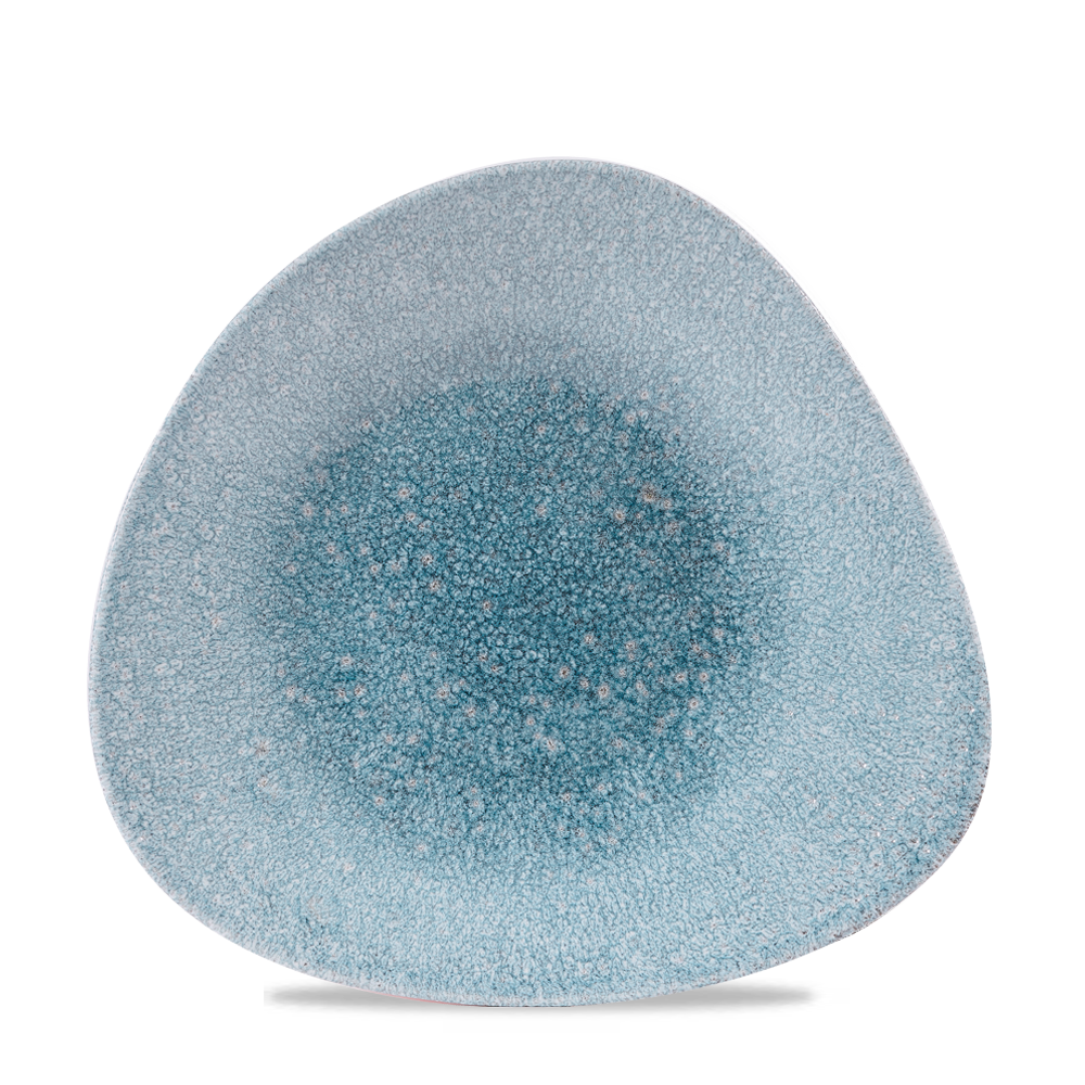 Blauer, unregelmäßiger Teller.