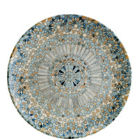 Teller mit floralem Mosaikmuster.