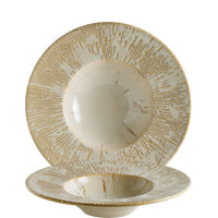 Zwei dekorative Teller, beige-gold.