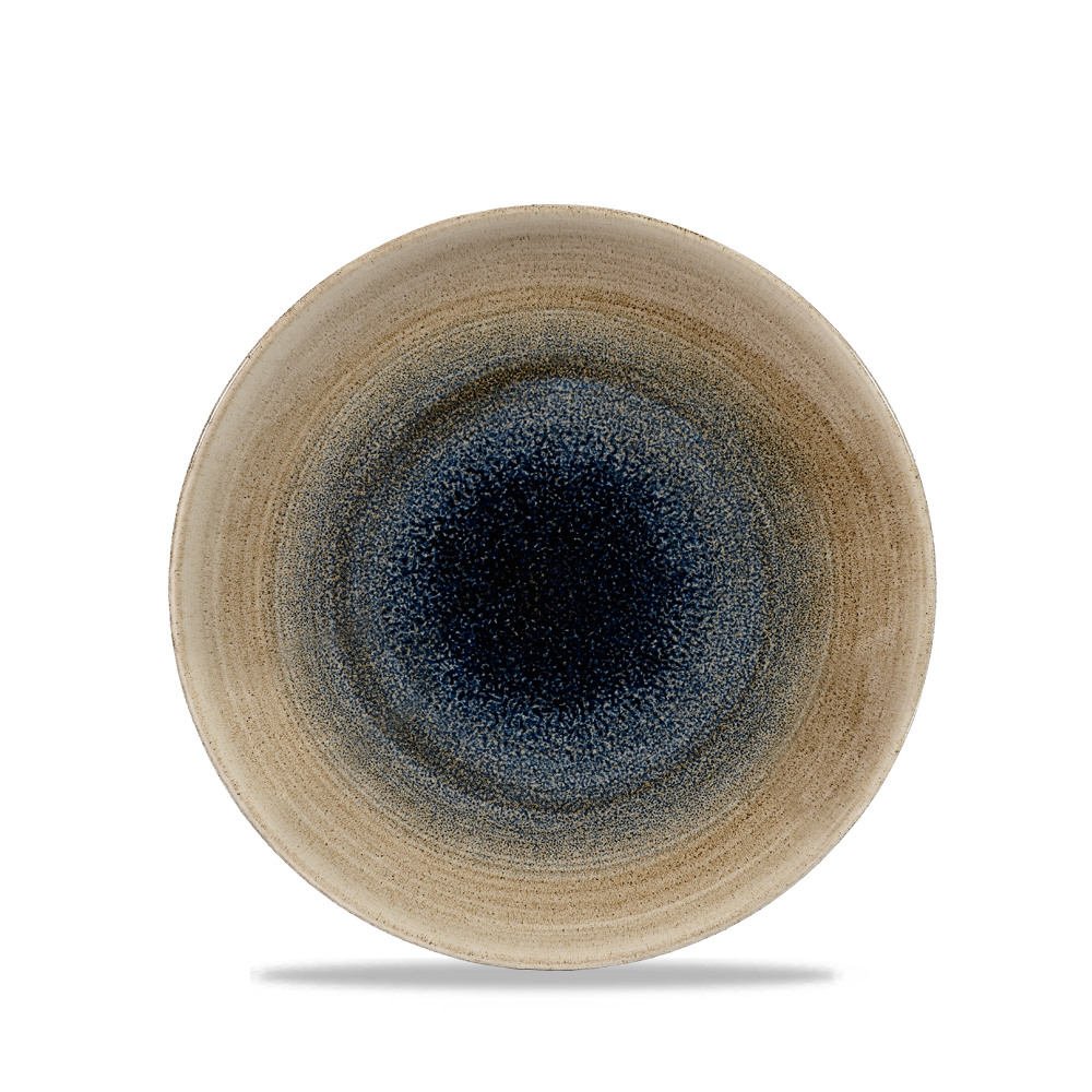 Keramikteller mit blauem Muster.
