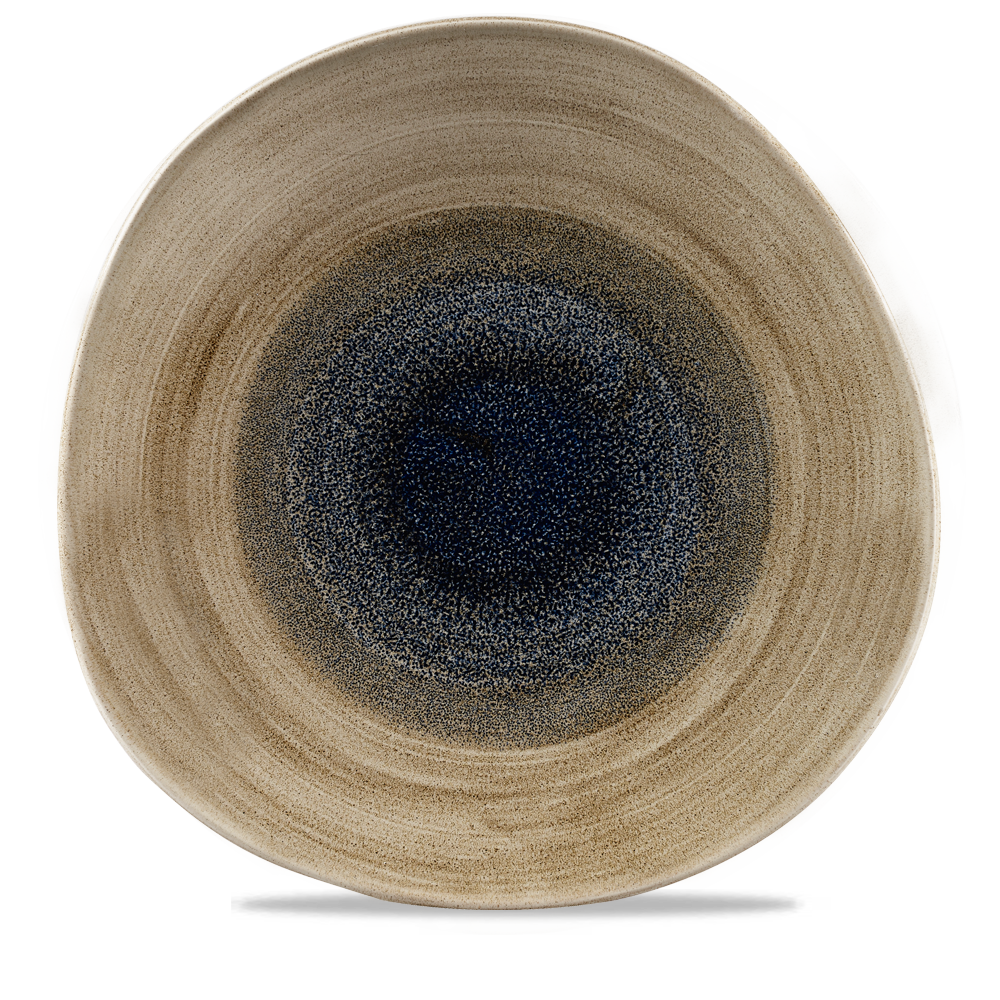 Keramikteller mit blauem Muster.