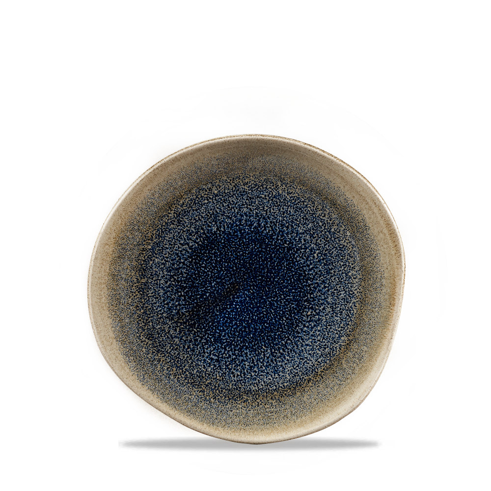 Zwei dekorative Teller, blauer Mittelpunkt.