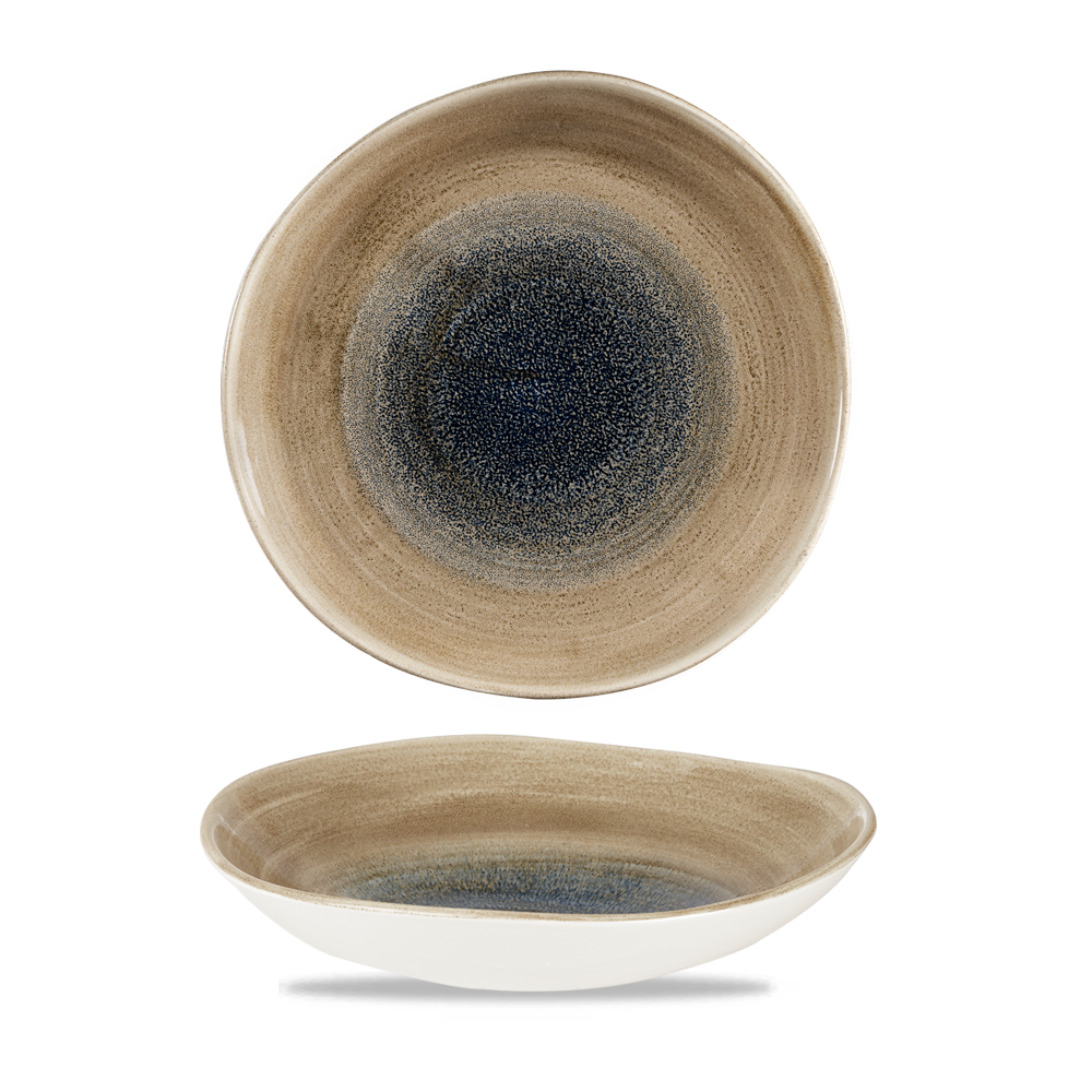Zwei Keramikteller mit blauem Muster.
