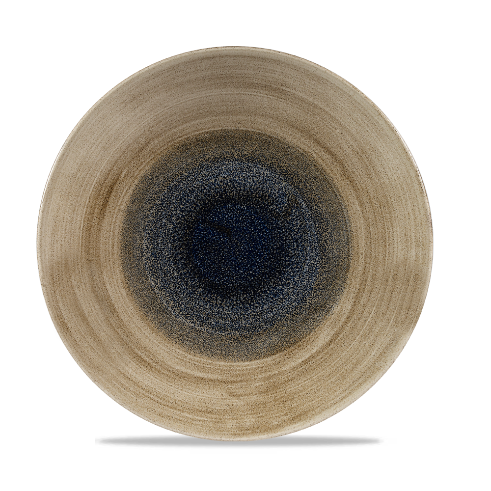 Keramikteller mit blauem Muster.