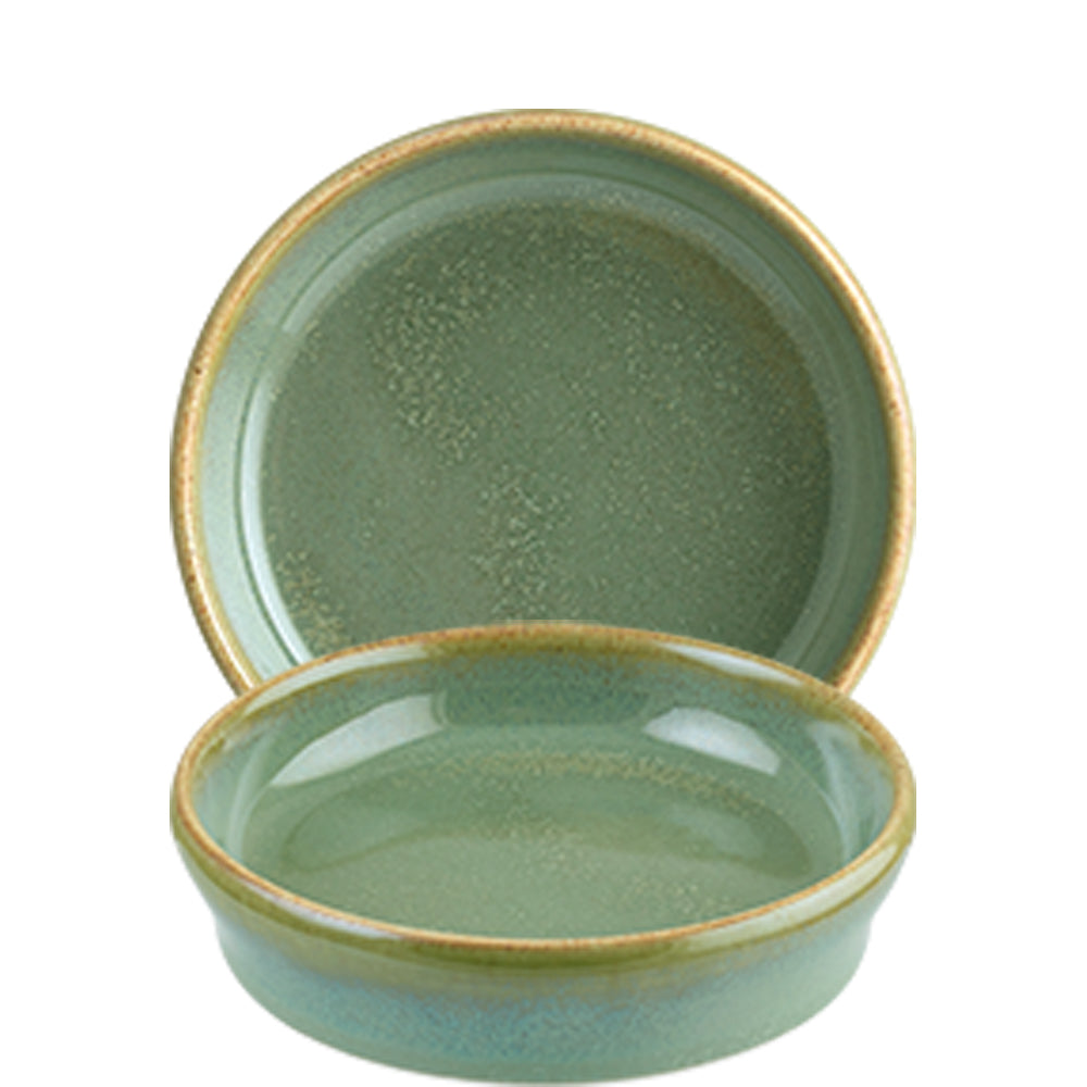 Grüne Keramik-Servierschüssel mit Deckel