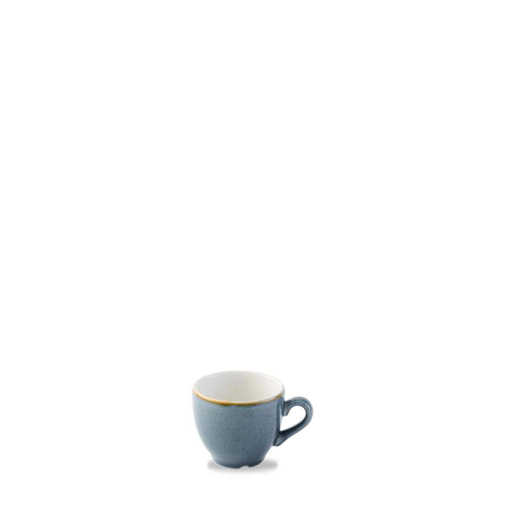 Blaue Espressotasse auf weißem Hintergrund.