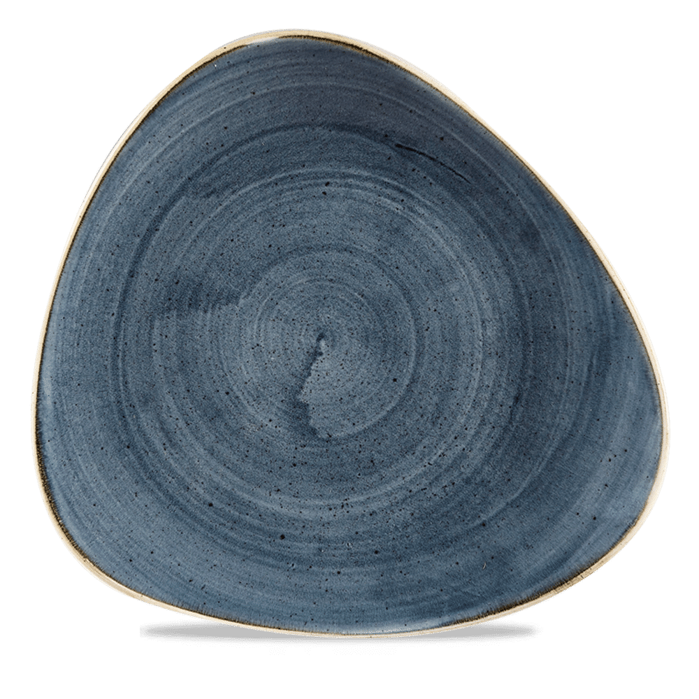 Blaue, dreieckige Keramikschale
