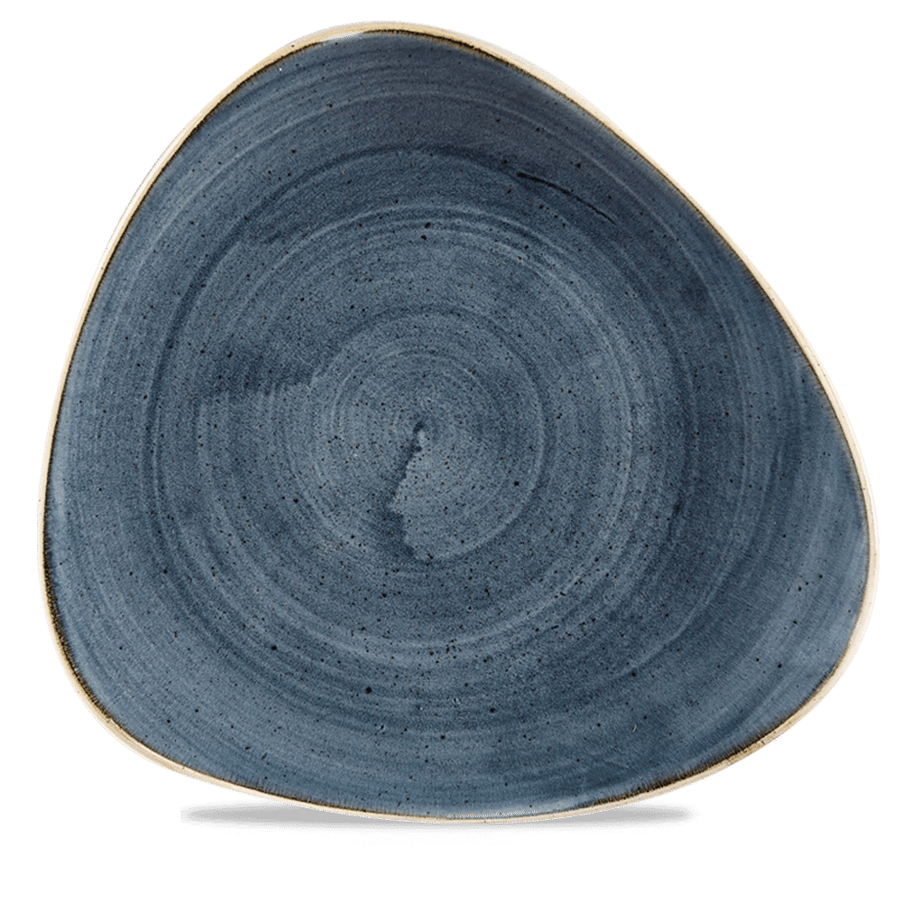 Blaue, dreieckige Keramikschale