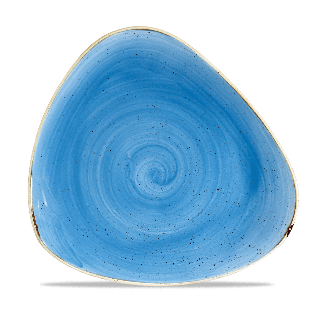 Blaue, dreieckige Keramikschale
