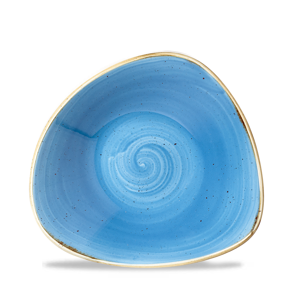 Blauer, spiralförmiger Teller.