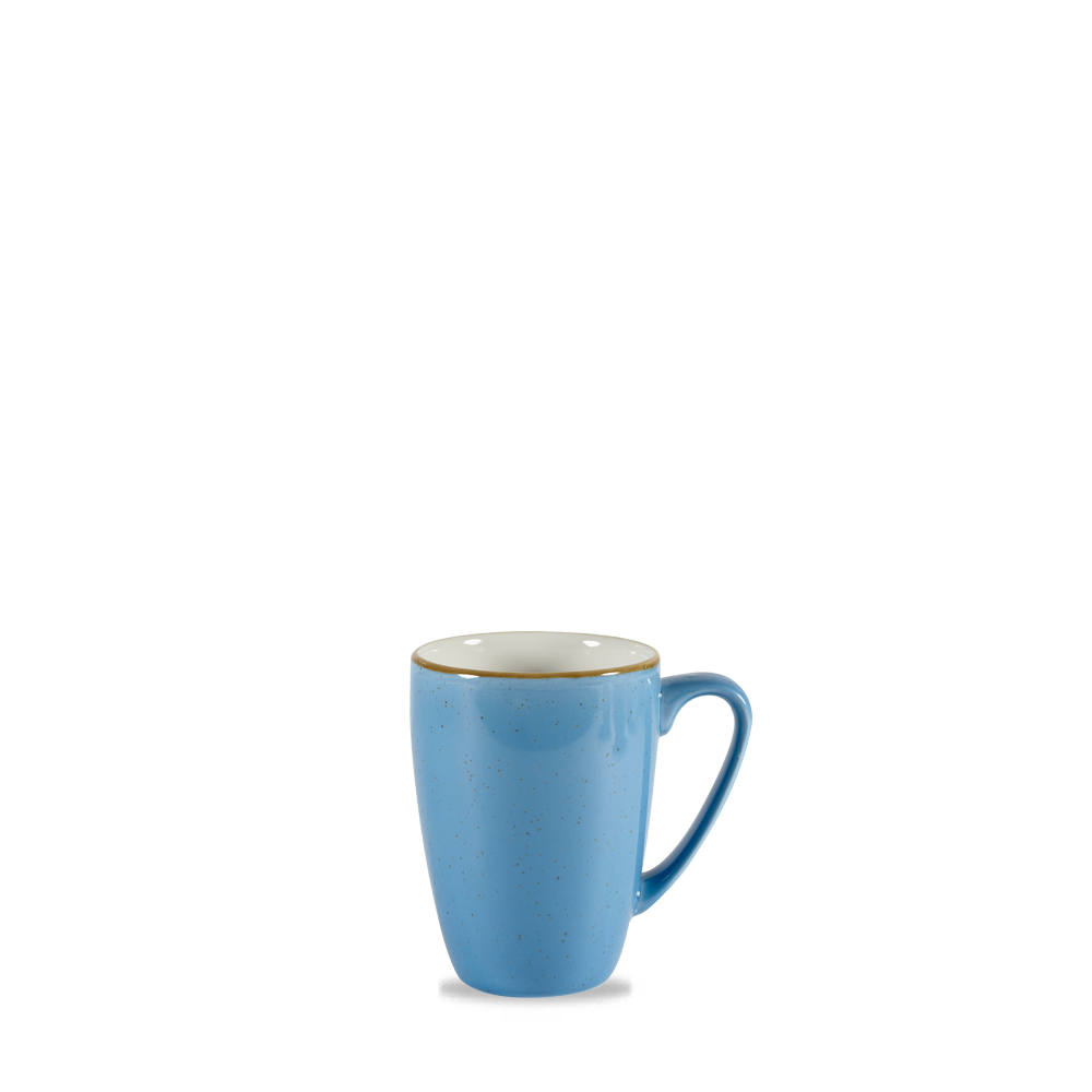 Blaue Tasse mit Henkel.