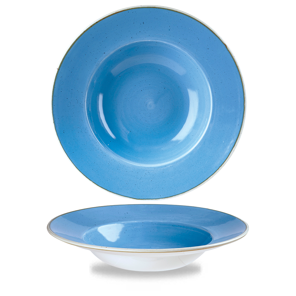 Zwei blaue tiefe Teller.