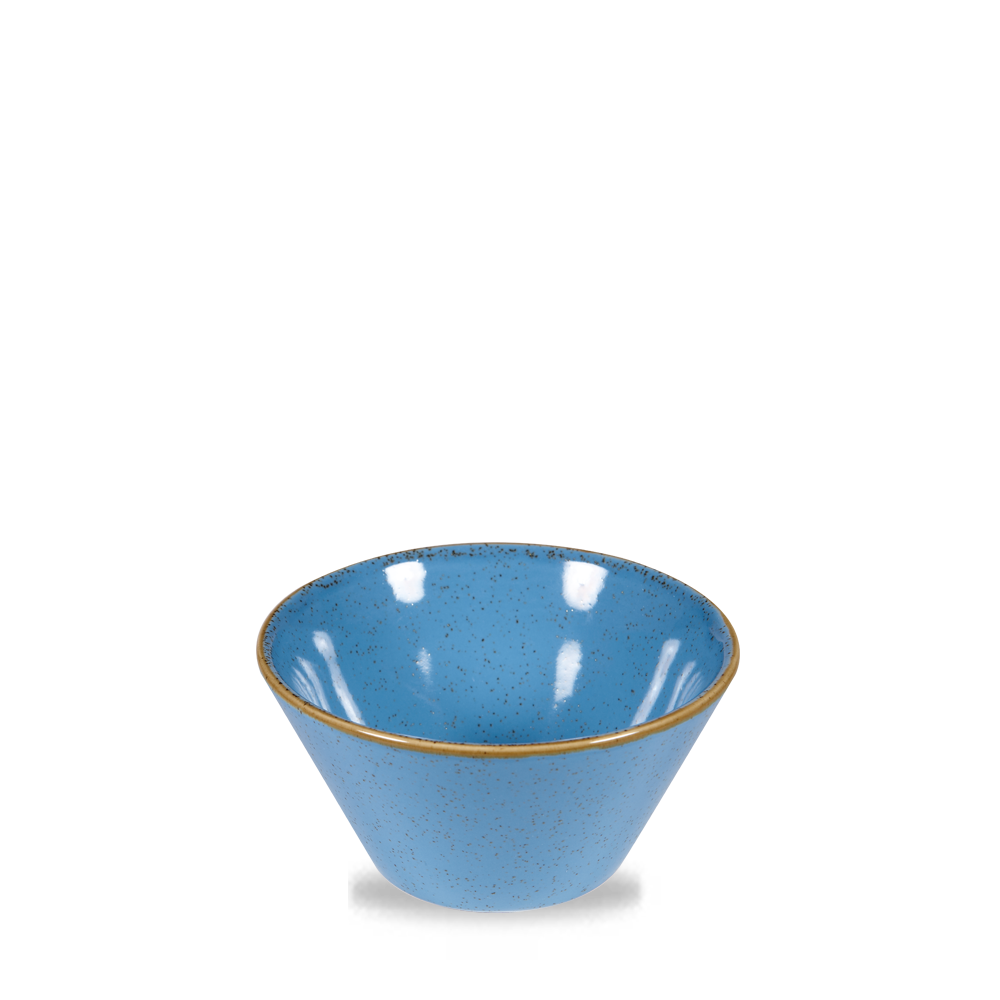 Blaue Schüssel mit Sprenkeln.