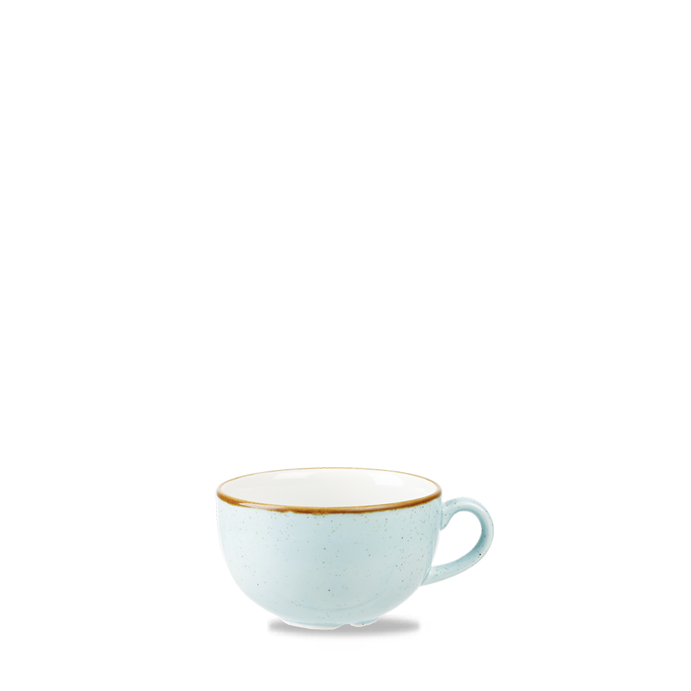 Blaue Tasse mit Henkel.