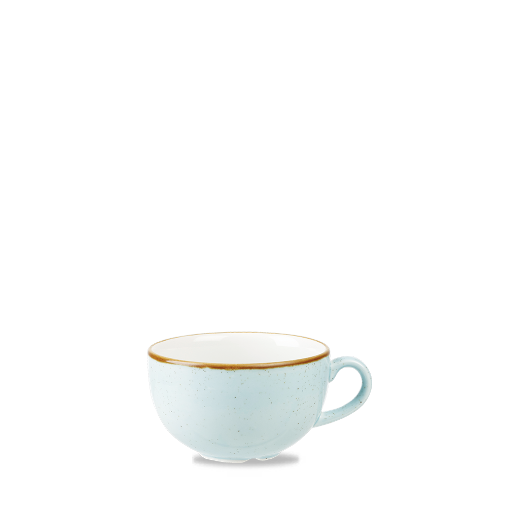 Weiße Tasse mit Henkel.