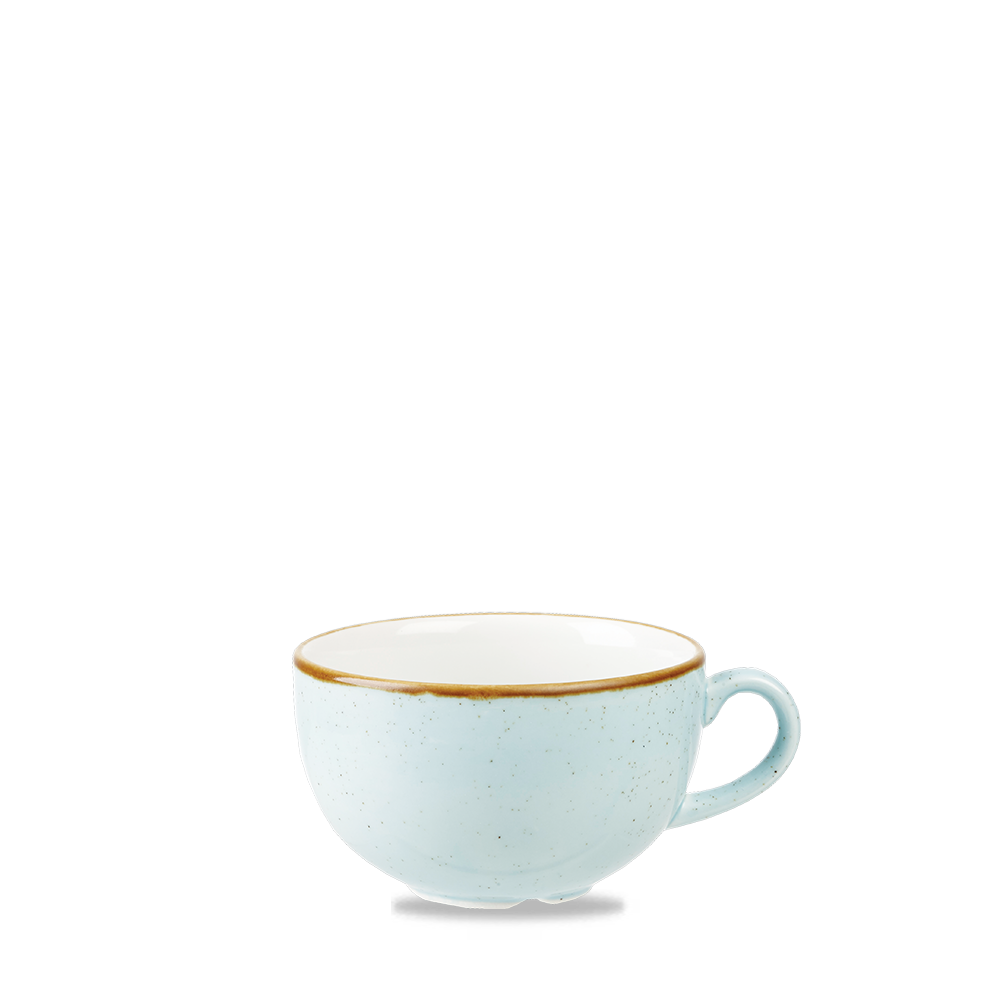 Blaue Tasse mit Henkel.