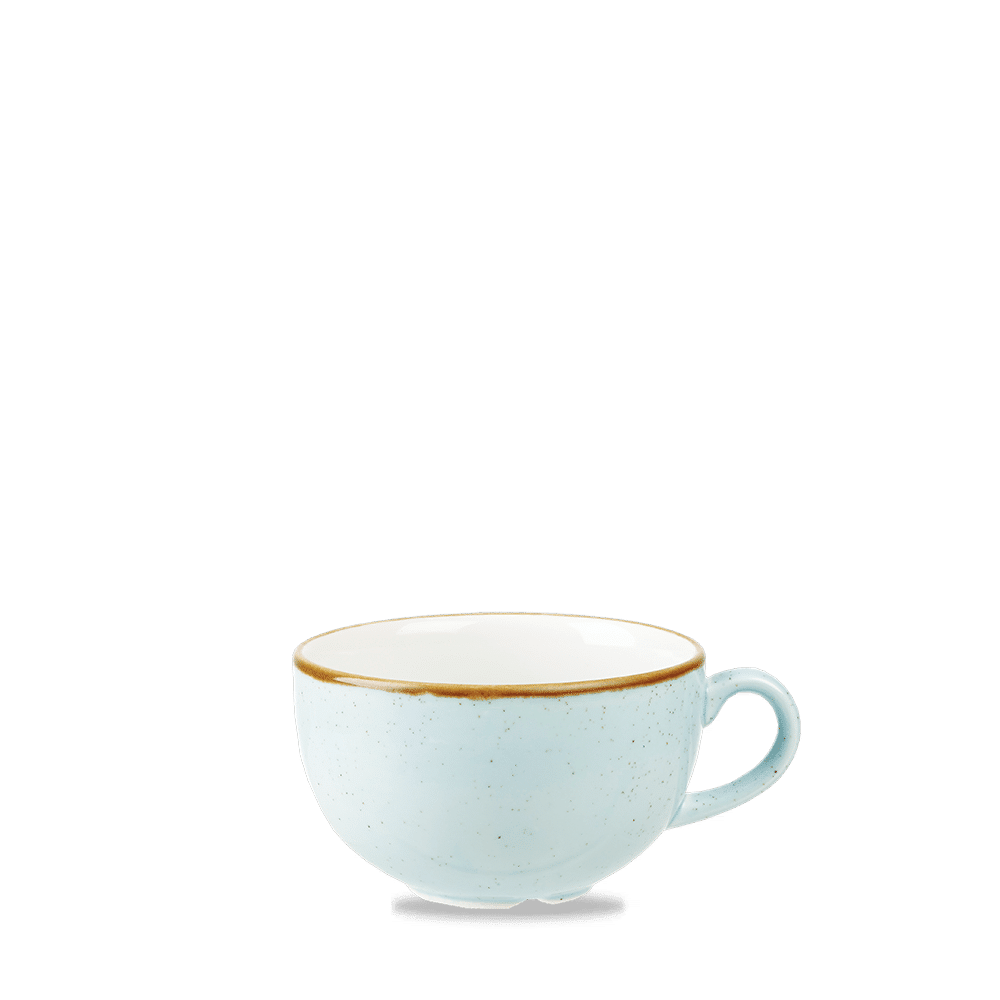 Weiße Kaffeetasse auf grünem Hintergrund