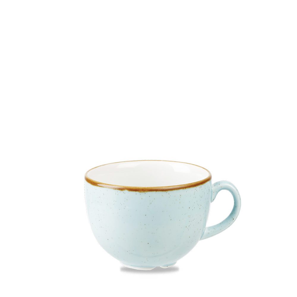 Blaue Tasse mit Henkel.