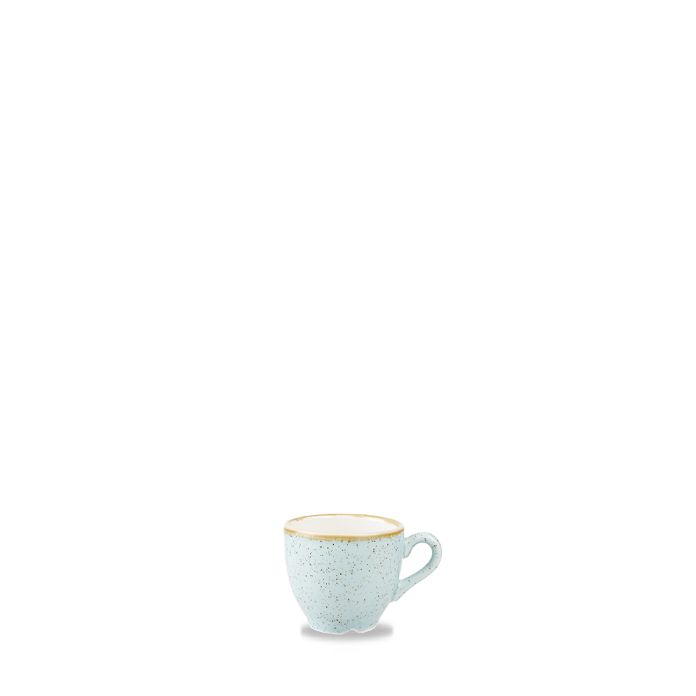 Blaue Tasse mit Henkel.